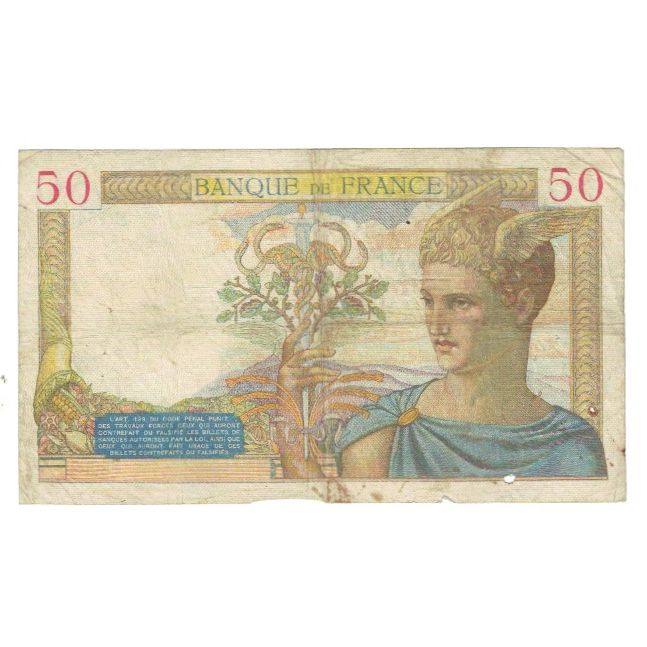 France, 50 Francs, Cérès, 1935, P. Rousseau and R. Favre-Gilly, 1935-04-25