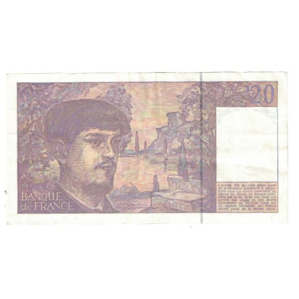 France, 20 Francs, Debussy, 1993, STROHL TRONCHE DENTAUD, EF(40-45)