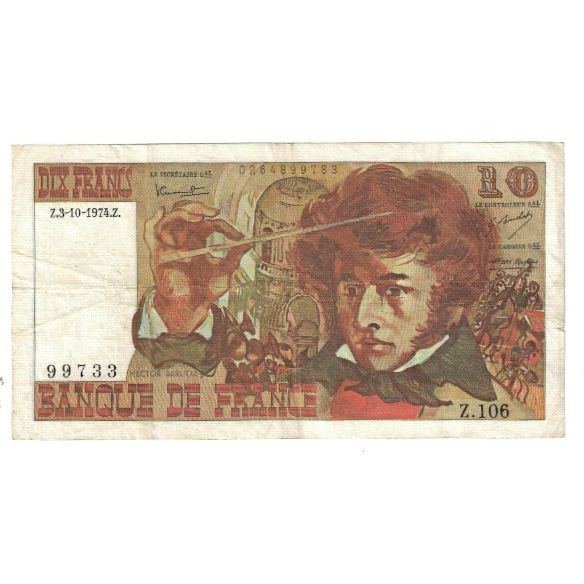 Frankrijk, 10 Francs, Berlioz, 1974, P. A.Strohl-G.Bouchet-J.J.Tronche