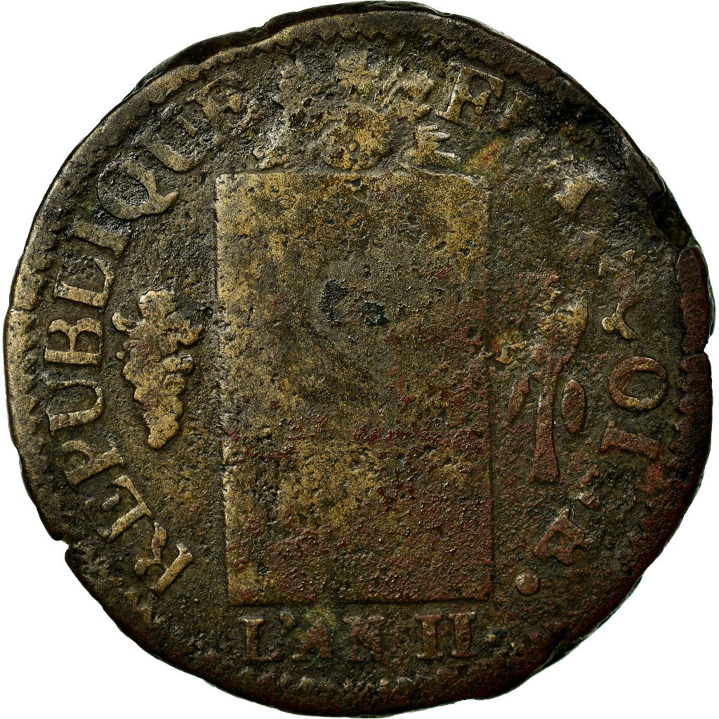 Coin, France, Sol aux balances françoise, Sol, 1793, Marseille, VG(8-10)