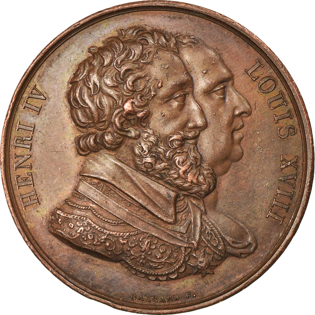Francia, medaglia, Louis XVIII, Rétablissement de la statue d'Henri IV