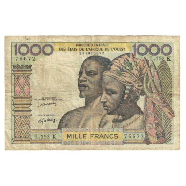 Banknote, West African States, 1000 Francs, KM:103Ai, VF(20-25)