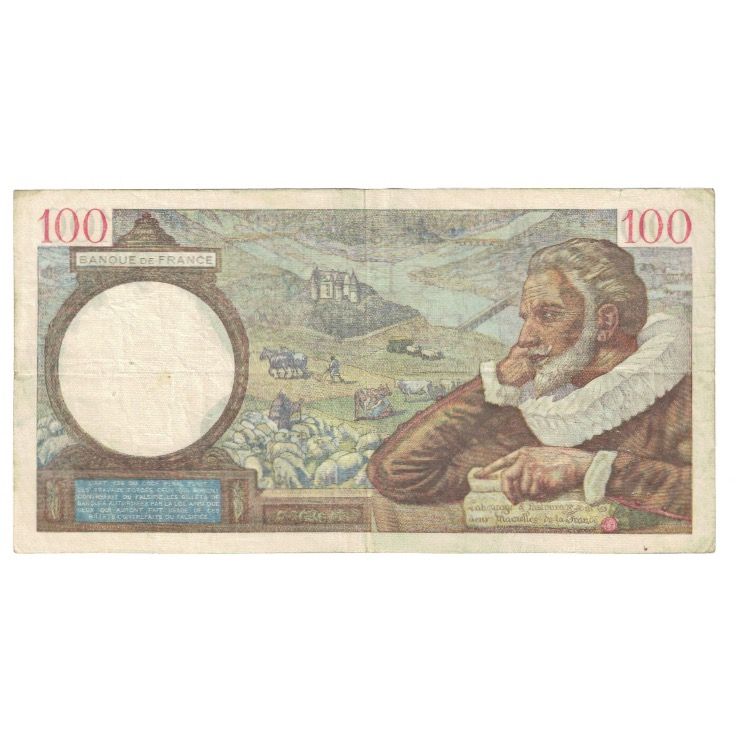 Francia, 100 Francs, Sully, 1940, P. Rousseau and R. Favre-Gilly, 1940-05-02