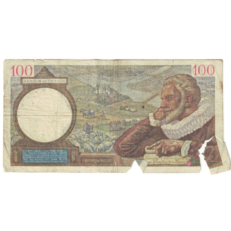 Francia, 100 Francs, Sully, 1940, P. Rousseau and R. Favre-Gilly, 1940-02-22