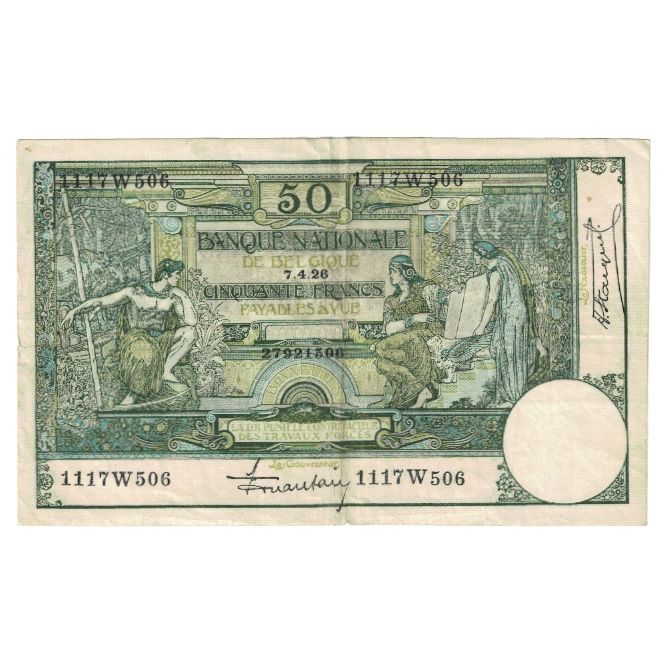 Banconote, Belgio, 50 Francs, 1926, 1926-04-07, KM:99, BB