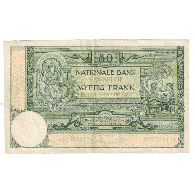 Banconote, Belgio, 50 Francs, 1926, 1926-04-07, KM:99, BB