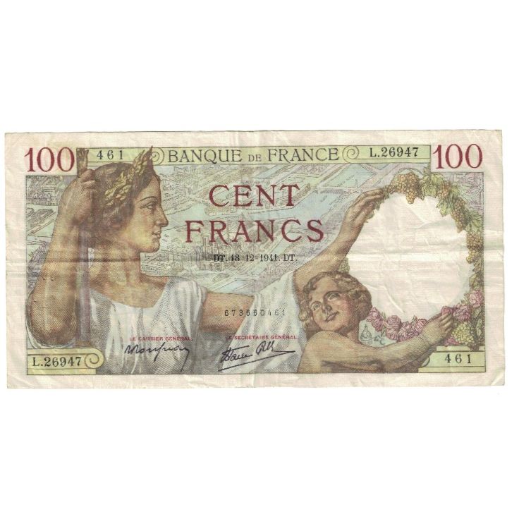 Frankrijk, 100 Francs, Sully, 1941, P. Rousseau and R. Favre-Gilly, 1941-12-18