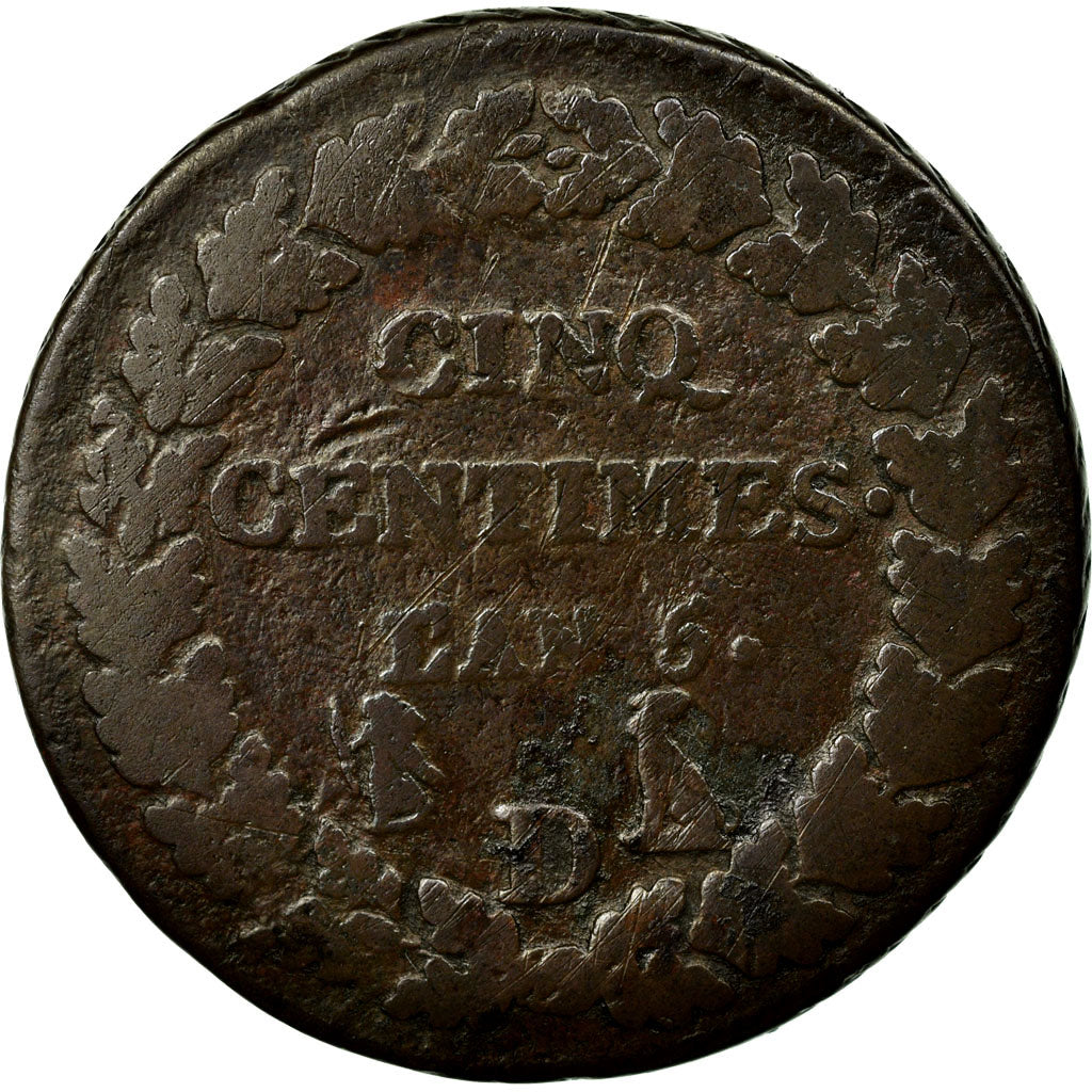 Munten, Frankrijk, Dupré, 5 Centimes, 1796, Lyon, ZG, Bronze, KM:640.5