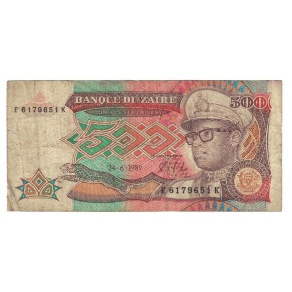 Banknote, Zaire, 500 Zaïres, 1989, 1989-06-24, KM:34a, F(12-15)