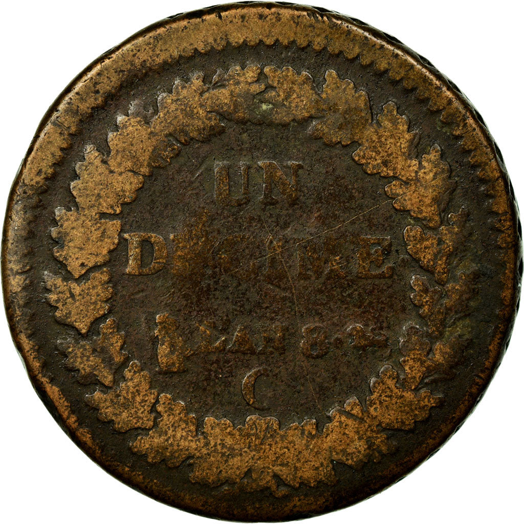 Coin, France, Dupré, Decime, 1799, Geneva, VG(8-10), Bronze, KM:644.6