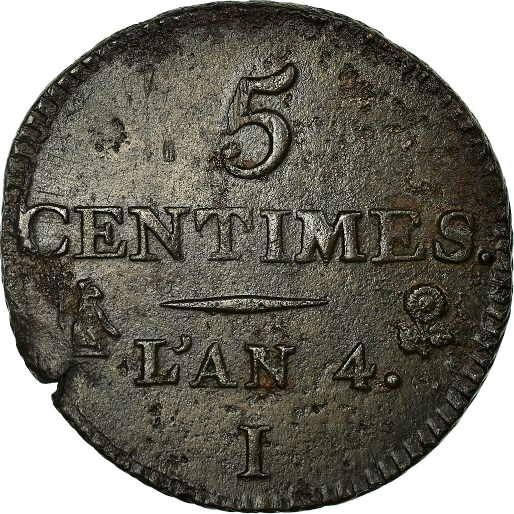 Moneta, Francia, Dupré, 5 Centimes, 1795, Limoges, BB, Bronzo, KM:635.2