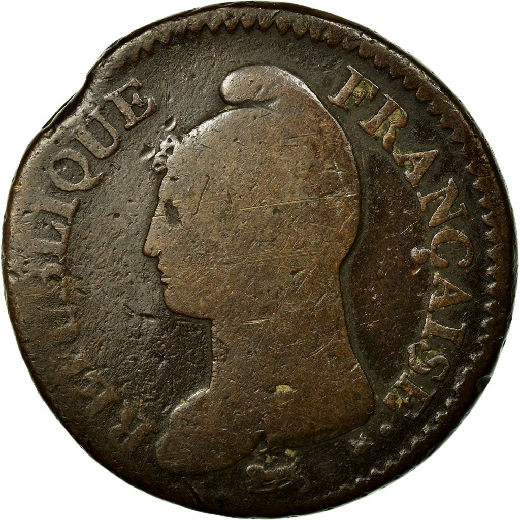 Coin, France, Dupré, Decime, 1798, Bordeaux, VG(8-10), Bronze, KM:644.8