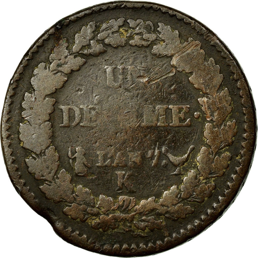 Coin, France, Dupré, Decime, 1798, Bordeaux, VG(8-10), Bronze, KM:644.8
