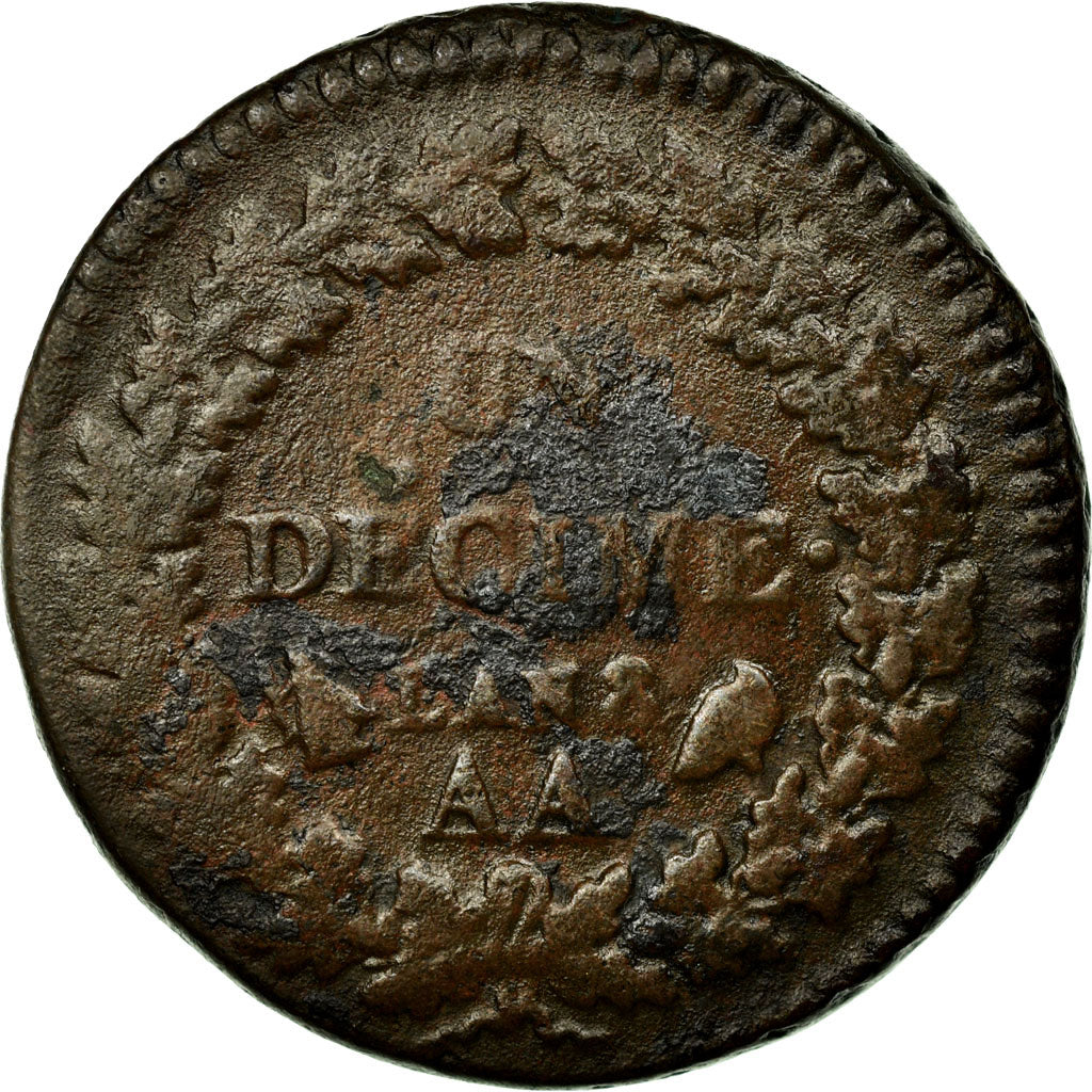 Coin, France, Dupré, Decime, 1799, Metz, VG(8-10), Bronze, KM:644.2