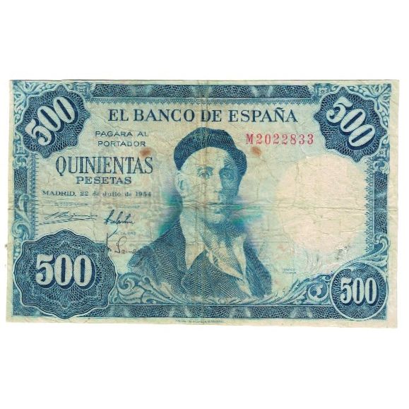 Banconote, Spagna, 500 Pesetas, 1954, 1954-07-22, KM:148a, BB