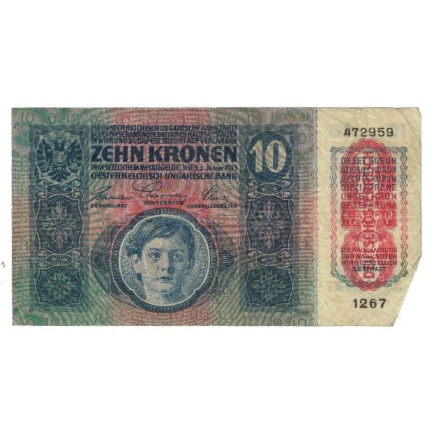 Banknote, Hungary, 10 Korona, 1915, KM:19, VF(20-25)