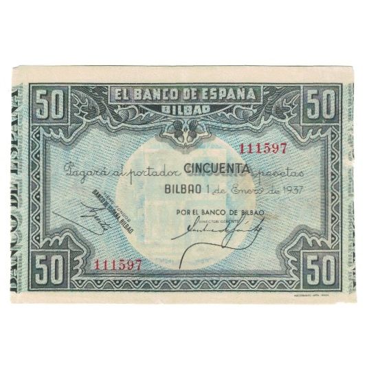 Billet, Espagne, 50 Pesetas, 1937, 1937-01-01, KM:S564, TTB