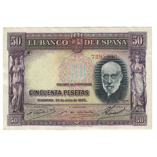 Biljet, Spanje, 50 Pesetas, 1935, 1935-07-22, KM:88, SUP