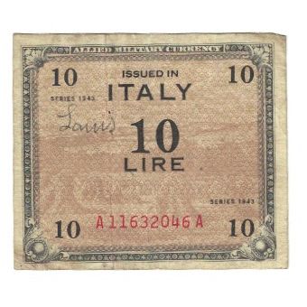 Banknote, Italy, 10 Lire, 1943, Undated (1943), KM:M19b, VF(20-25)