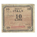 Banknote, Italy, 10 Lire, 1943, Undated (1943), KM:M19b, VF(20-25)
