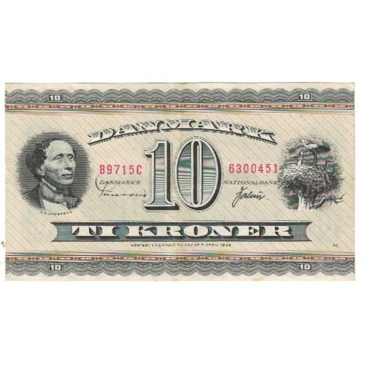 Billete, 10 Kroner, Dinamarca, KM:44p, EBC