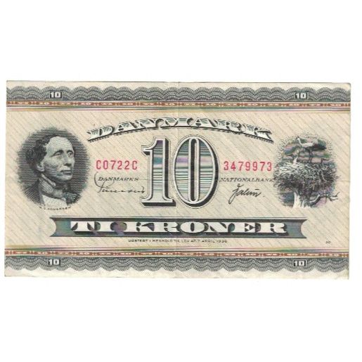 Geldschein, Dänemark, 10 Kroner, KM:44p, VZ