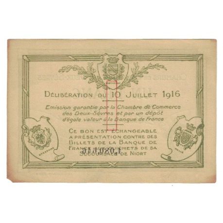 Francia, Deux-Sèvres, 1 Franc, 1916, BB, Pirot:93-8
