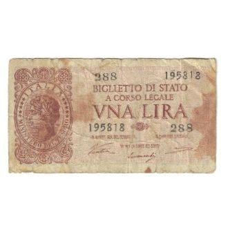Billete, 1 Lira, 1944, Italia, 1944-11-23, KM:29c, BC