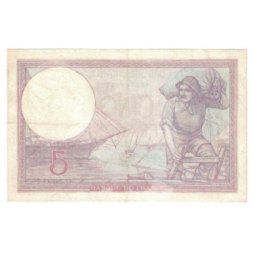 France, 5 Francs, Violet, 1927, 1927-07-21, AU(55-58), Fayette:3.11, KM:83