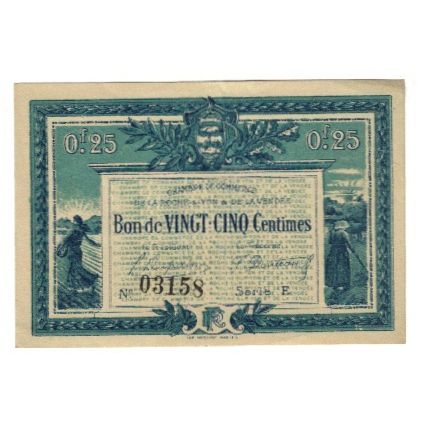 Frankreich, La Roche-sur-Yon, 25 Centimes, 1916, VZ, Pirot:65-26