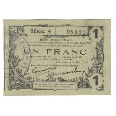 Frankrijk, Laon, 1 Franc, 1916, SUP, Pirot:02-1309