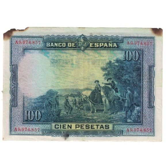 Nota, Espanha, 100 Pesetas, 1928, 1928-08-15, KM:76a, F(12-15)