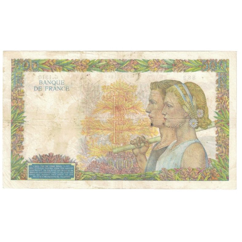 France, 500 Francs, La Paix, 1940, P. Rousseau and R. Favre-Gilly, 1940-10-31