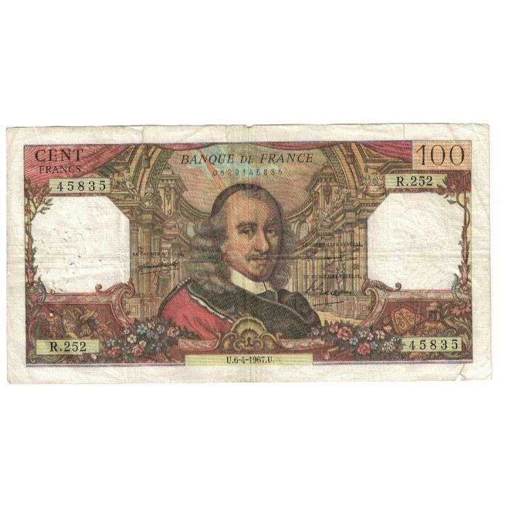 Frankreich, 100 Francs, Corneille, 1967, P. Rousseau and R. Favre-Gilly