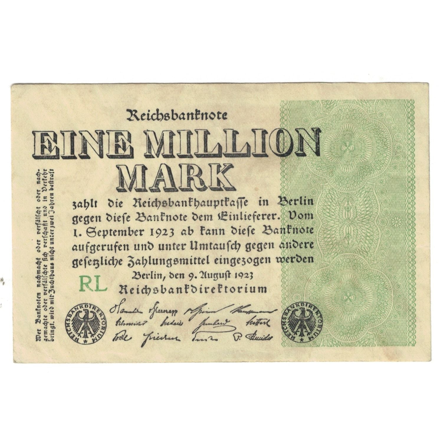 Billete, 1 Million Mark, 1923, Alemania, 1923-08-09, KM:102d, MBC
