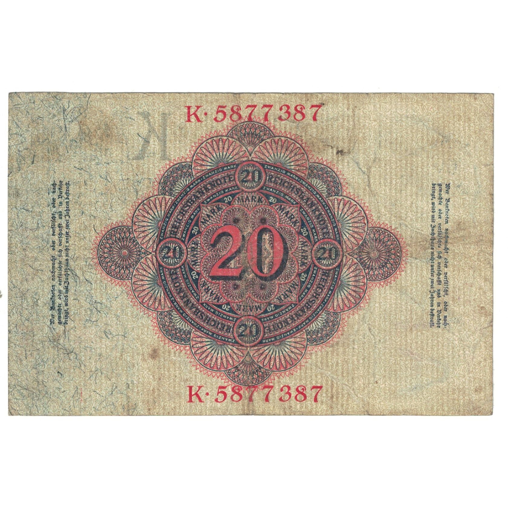 Nota, Alemanha, 20 Mark, 1914, 1914-02-19, KM:31, VF(20-25)