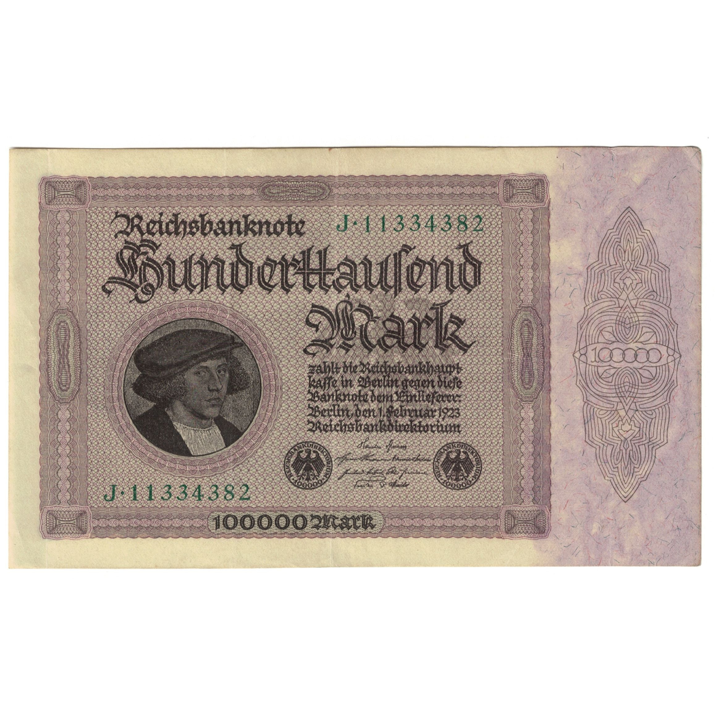 Banknote, Germany, 100,000 Mark, 1923, 1923-02-01, KM:83a, AU(55-58)