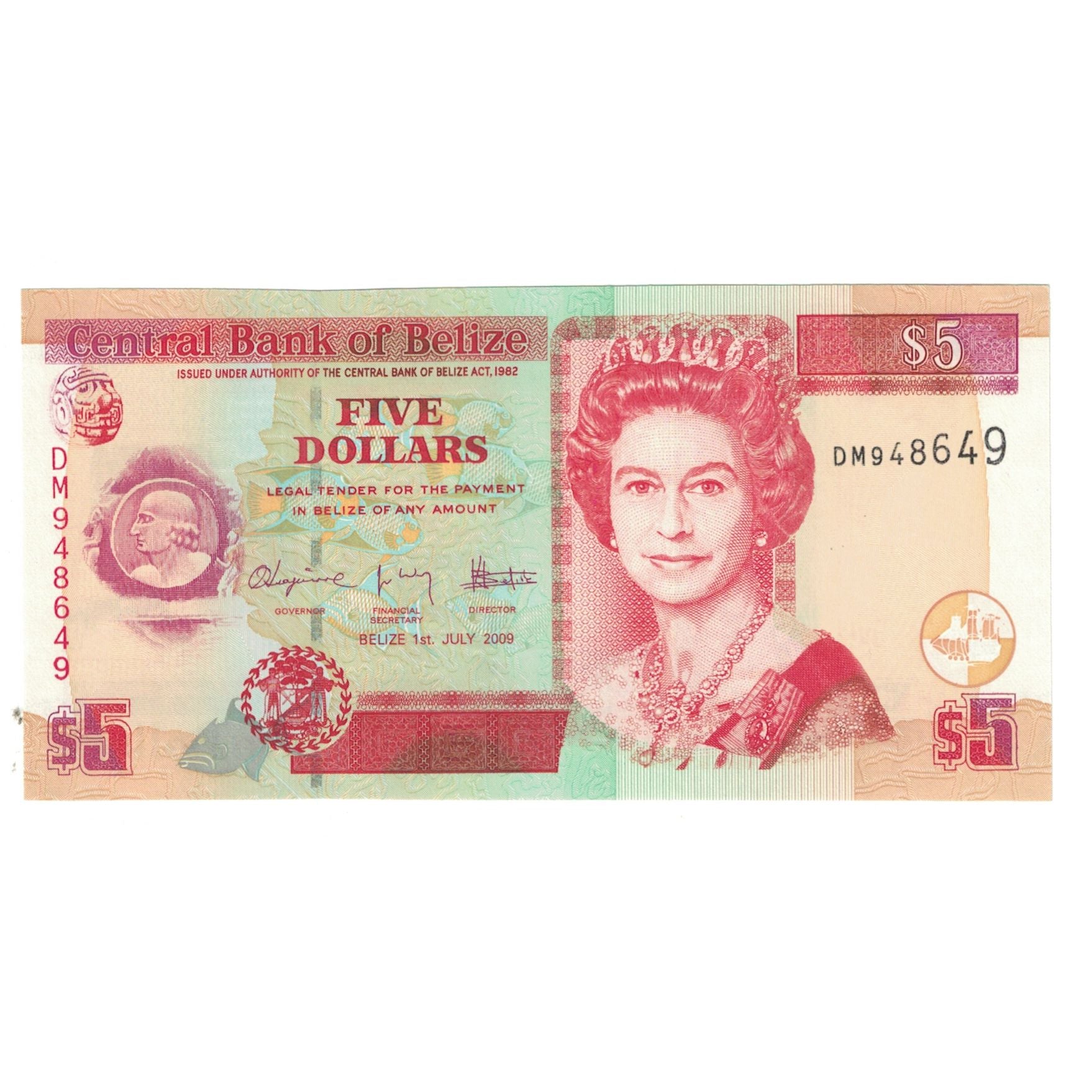 Banknote, Belize, 5 Dollars, 2009, 2009-07-01, KM:67d, UNC(65-70)