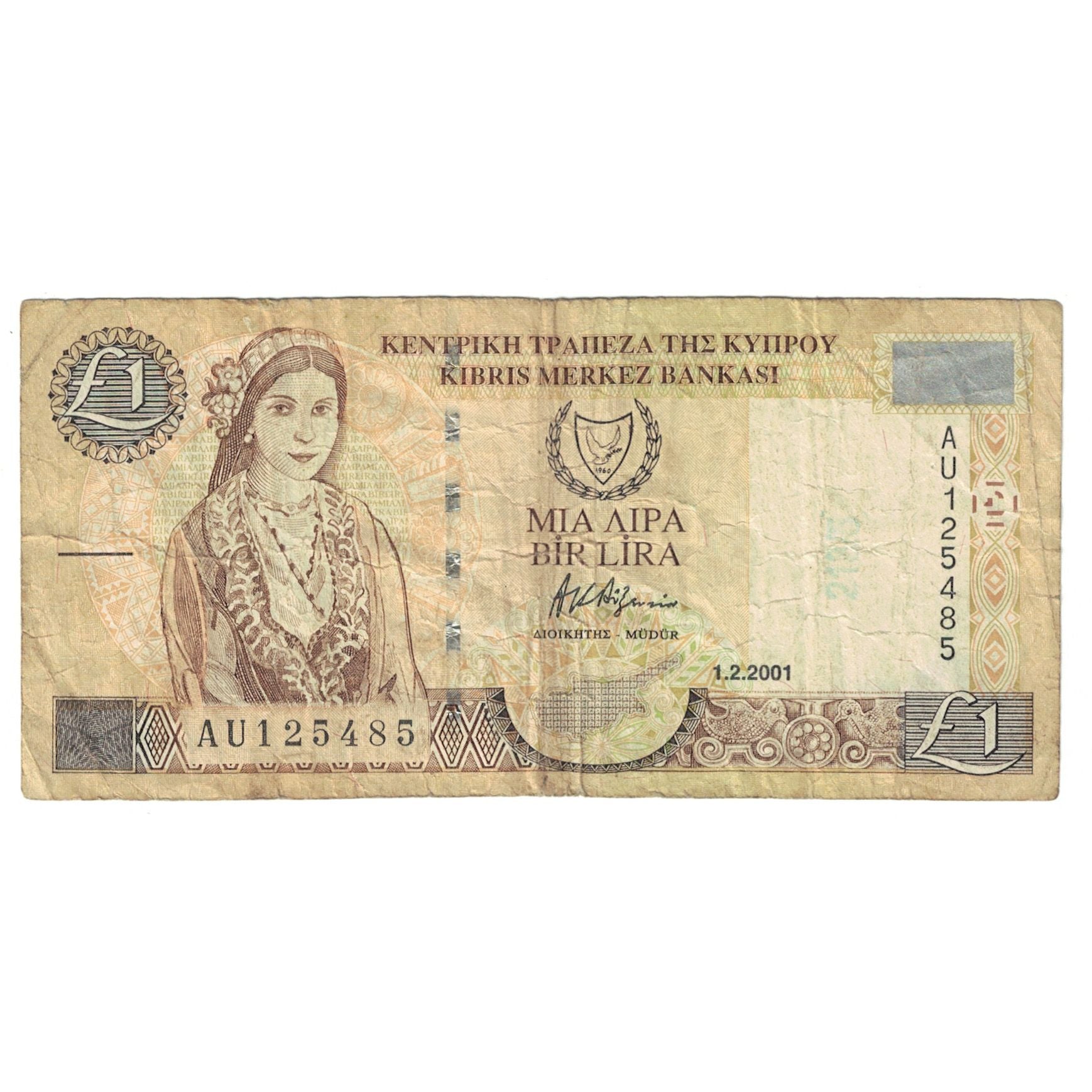 Banknote, Cyprus, 1 Pound, 2001, 2001-02-01, KM:60d, F(12-15)