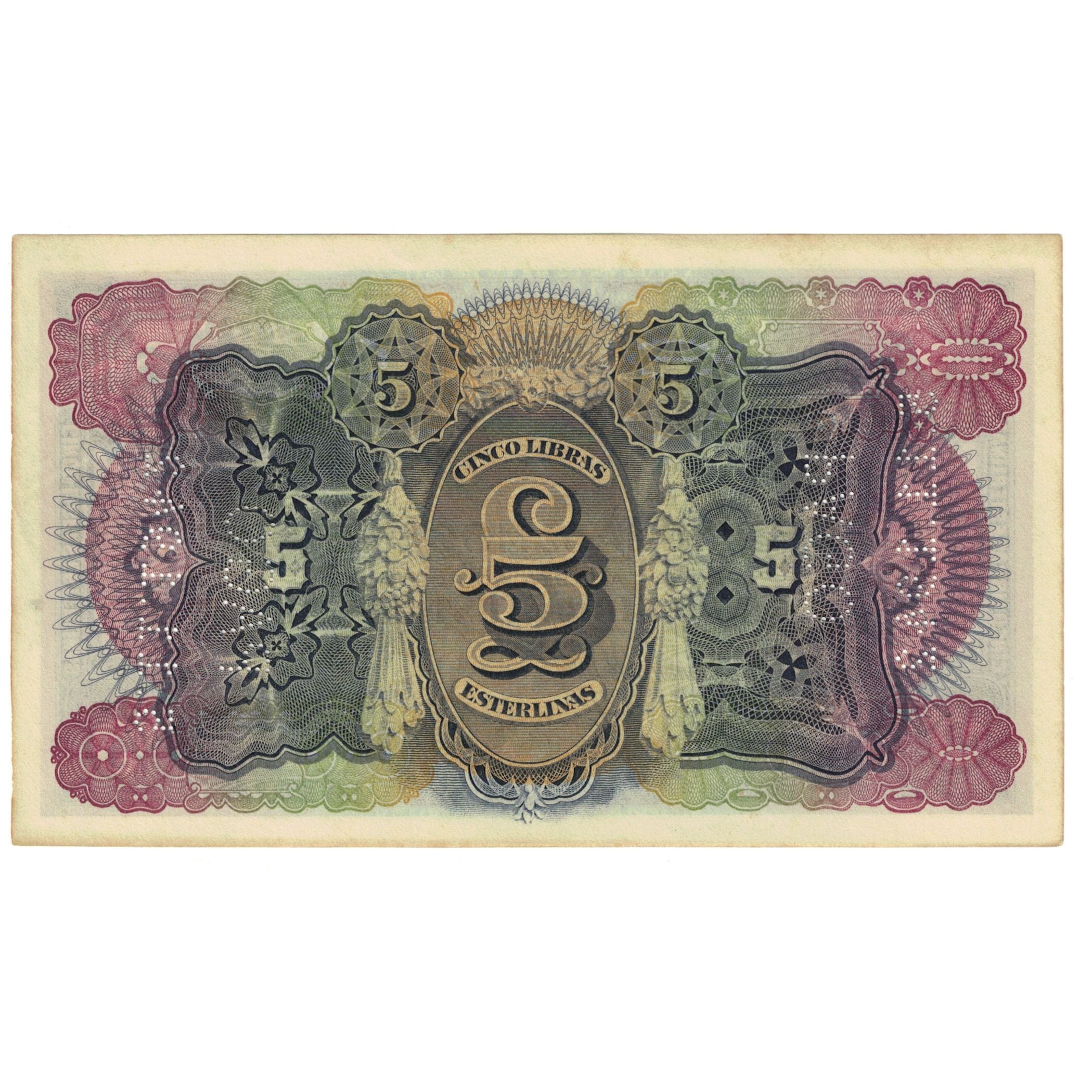 Nota, Moçambique, 5 Libras, 1934, 1934-01-15, KM:R32, EF(40-45)