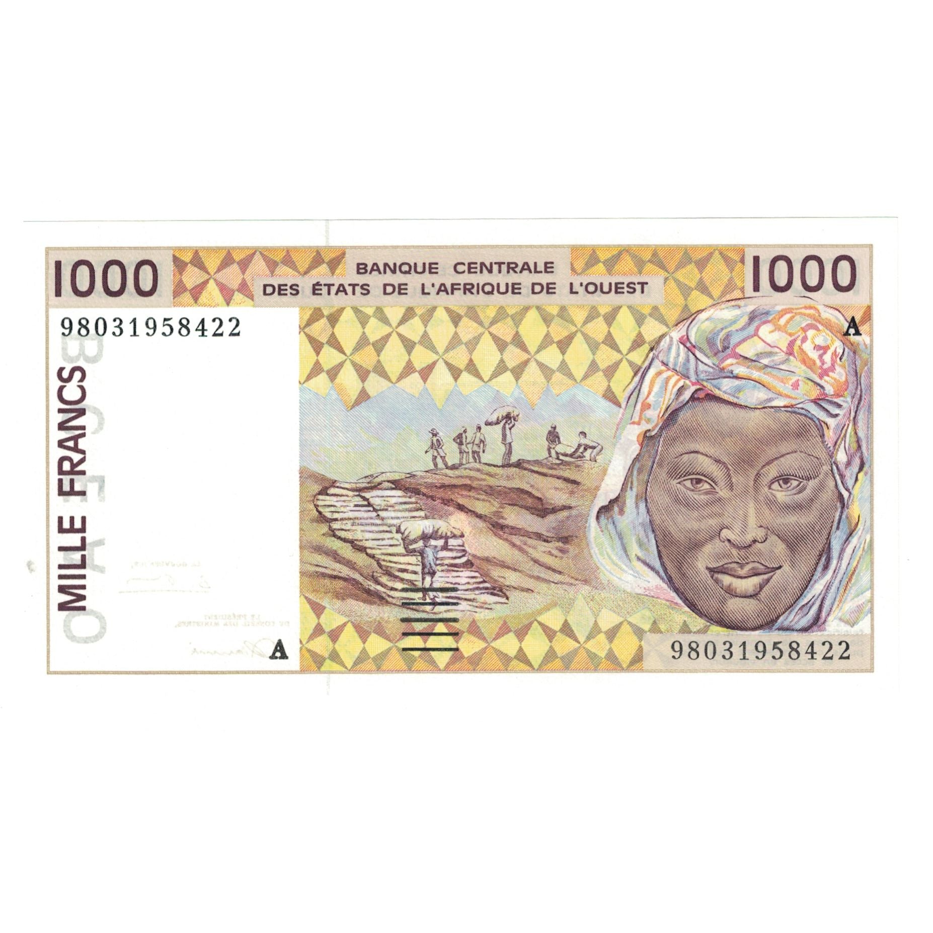 Banknote, West African States, 1000 Francs, KM:111Ai, UNC(65-70)