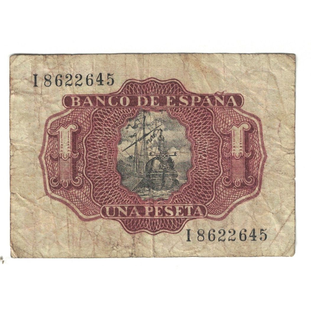 Nota, Espanha, 1 Peseta, 1953, KM:144a, F(12-15)