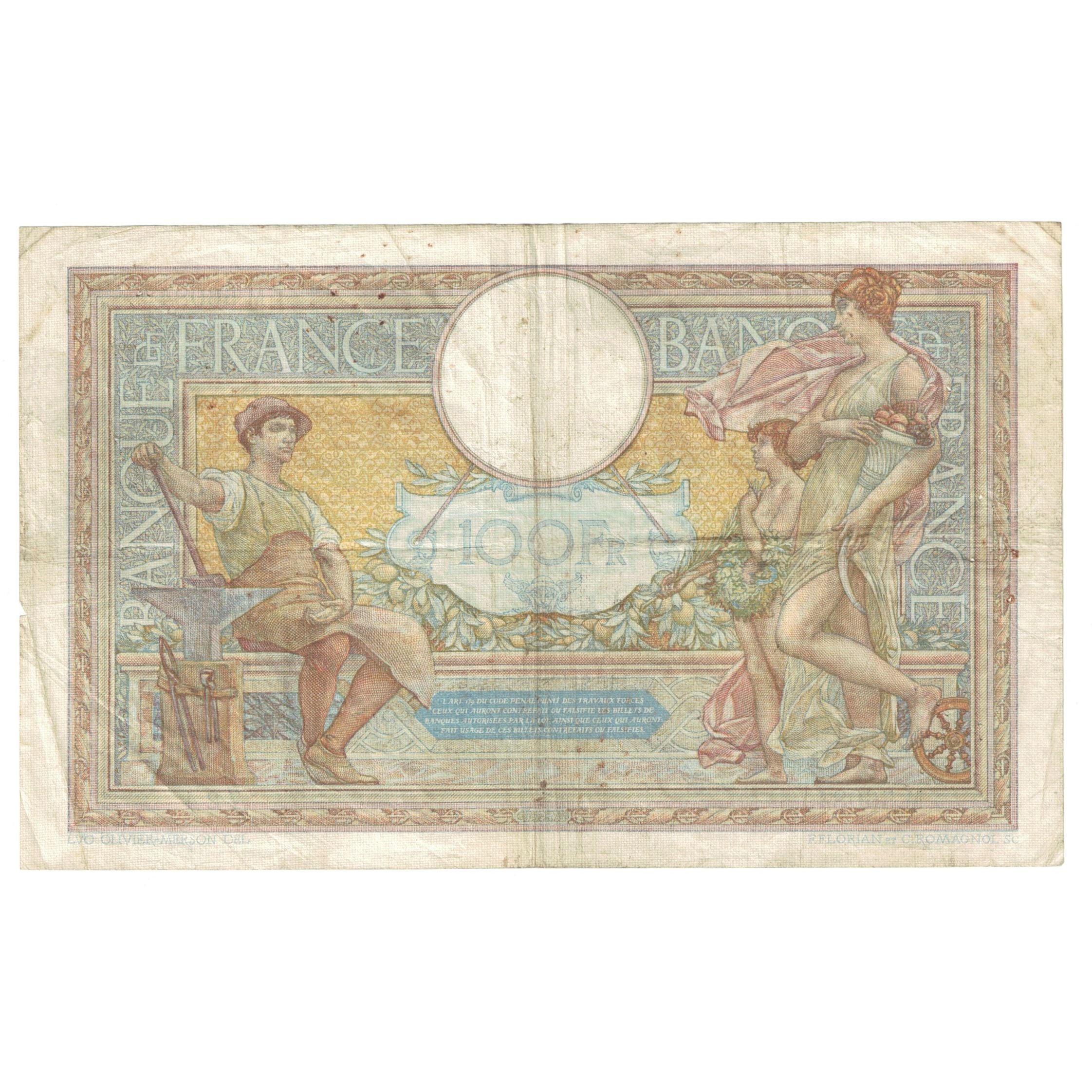 Frankrijk, 100 Francs, Luc Olivier Merson, 1937, M.56084, TB+, Fayette:VF 25.04