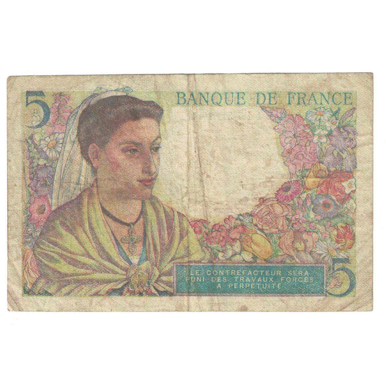 Francja, 5 Francs, Berger, 1945, S.125, VF(30-35), Fayette:05.06, KM:98a