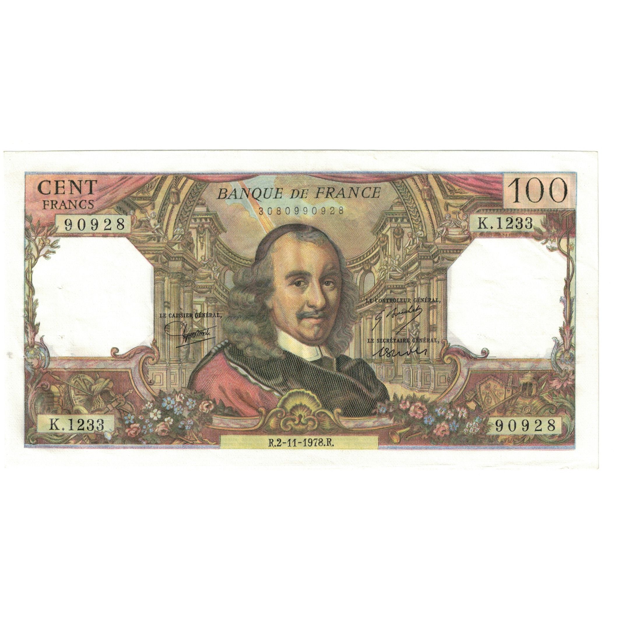 France, 100 Francs, Corneille, 1978, K.1233, SUP+, Fayette:65.64, KM:149f