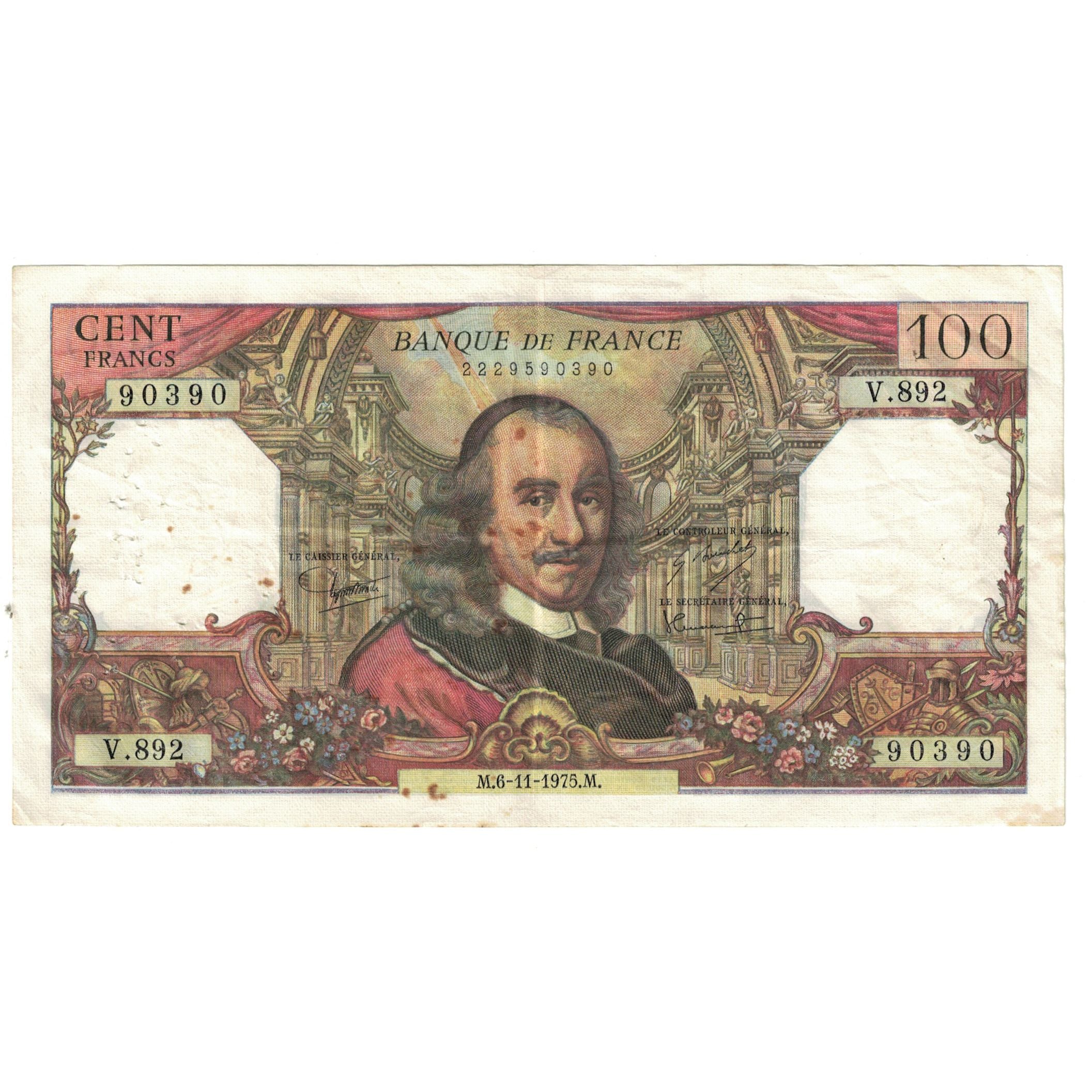 Francia, 100 Francs, Corneille, 1975, V.892, BC, Fayette:65.50, KM:149e