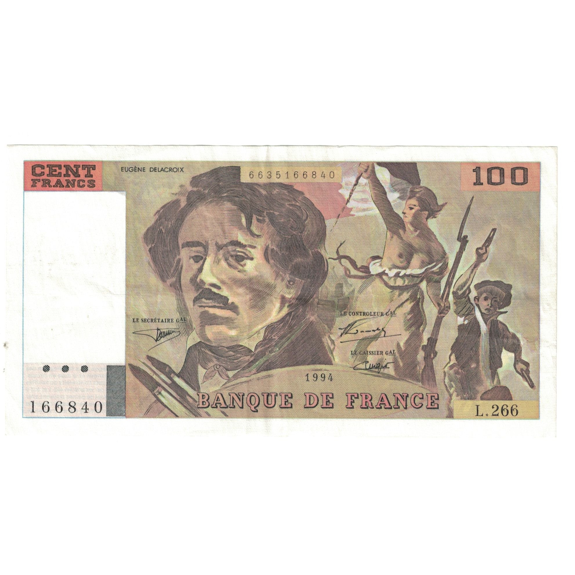 Francia, 100 Francs, Delacroix, 1994, L.266, SC, Fayette:69TER01B, KM:154h