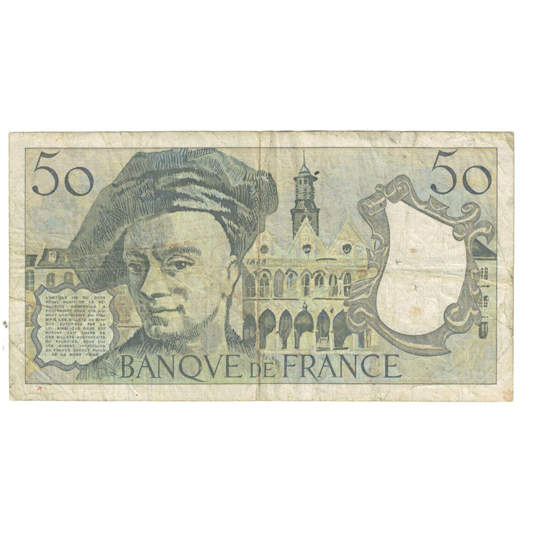 France, 50 Francs, Quentin de La Tour, 1984, J.36, B+, Fayette:67.10, KM:152f