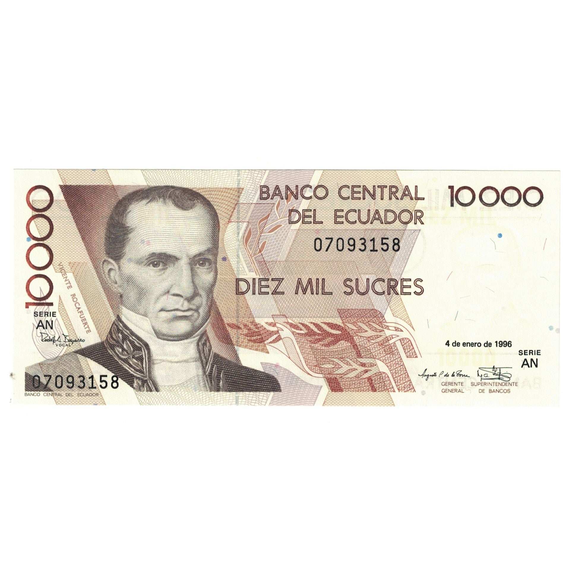 Banknote, Ecuador, 10,000 Sucres, 1996, 1996-01-04, KM:127a, UNC(65-70)