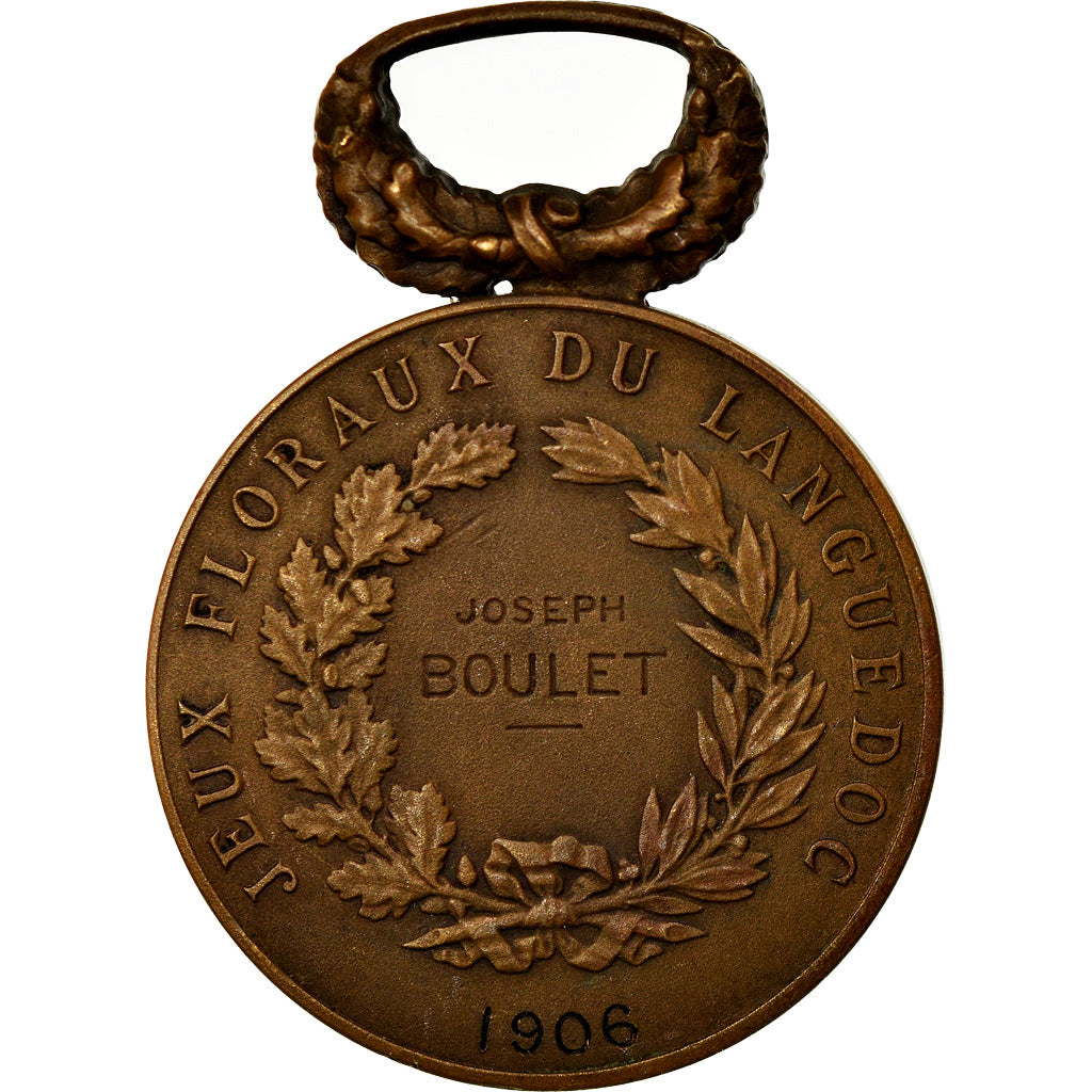 Francia, Jeux Floraux du Languedoc, medalla, 1906, Excellent Quality, Pillet